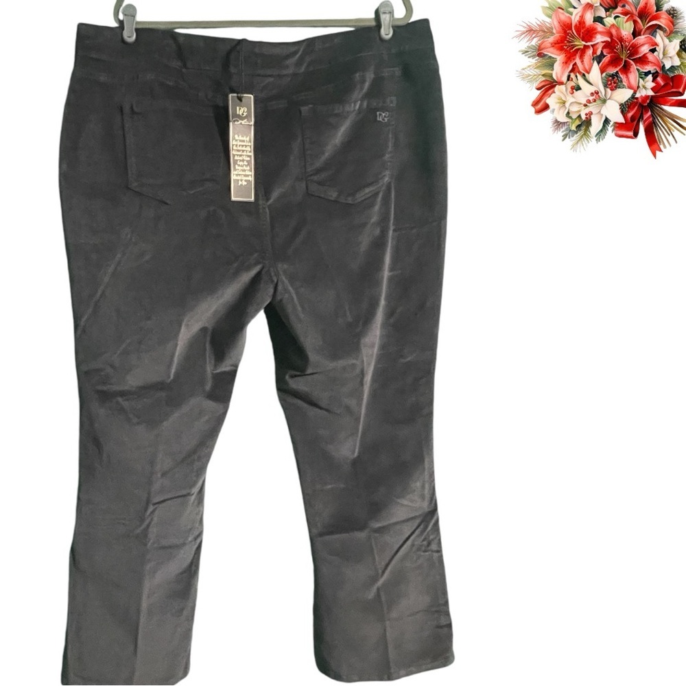 Diane Gilman NWT 2X stretch velvet jeans grey pull on faux fly faux front pocket - Picture 3 of 12